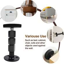 2pcs Black Adjustable Bed Frame Anti-Shake Tool, 1.1-4.5 Inch Threaded Bed Head Stopper, Bed Head Anti-Loosening Anti-Shake Fixer, Bed Head Wall Buffer Protection Pad, Anti-Squeak Anti-Shake Fixing Tool, Suitable For Cabinets, Desks, Sofas, Doors - Black - View 5