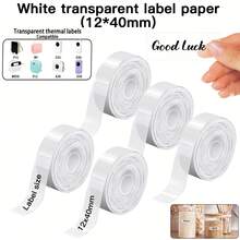 Labels D30 Label Tape, Black On Clear Print Master Labels Refill Name Label, Sticker Thermal Paper Self-Adhesive, 12 X 40 Mm (0.47 X 1.57 Inch) 160 Tapes/Roll - View 3