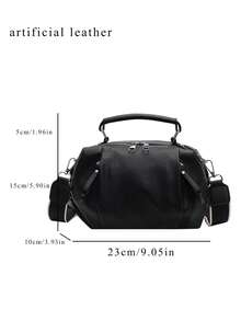 Extremely Simple And Elegant Versatile Fashionable Texture Shoulder Bag, Detachable Shoulder Strap, Multiple Zippered Pockets, Suitable For Commuting - Black - View 6