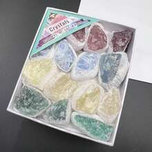 9pcs Natural Crystal Stone Healing Energy Quartz Geode Agate Cluster Raw Stone Set, Electroplated Agate Geode Colorful Asymmetric Cavity Rock Loose Specimen Mineral Education Display Gift For Friends - Multicolor - View 17
