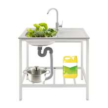 29.5*15.7*29.5 In Modern Silver Freestanding Rectangular Sink With Operation Countertop And Bottom Shelf - Silver - View 4