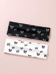 Women's Soft, Non-Slip, Stretchy Bow Yoga/Sports Hair Accessory 2 Pieces Set – Suitable For Daily Wear - Multicolor - View 1