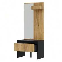Hall Tree Set With Coat Rack, Hooks, Mirror, Shoe Bench, And 2 Drawers 60*38*145 Cm - Black - View 10