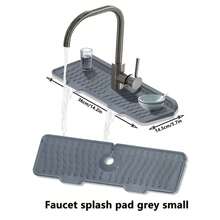 1pc Silicone Faucet Drain Mat, New Kitchen And Bathroom Sink Splash Guard Thickened Draining Mat, Long Faucet Splash Sink Mat Stackable, Bathroom And Kitchen Faucet Splash Guard, Adds A 3-Degree Slope To Prevent Water Accumulation - Multicolor - View 15