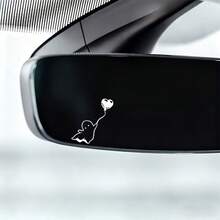 1pc Cute Heart-Shaped Balloon Vinyl Sticker - Waterproof Removable Adhesive, Black & White Minimalist Design With Smile And Balloon Pattern, Round Sticker Suitable For Car Rearview Mirror, Laptop, Water Bottle, Book, Phone, Truck - Easy To Apply And Residue-Free Removal, Cute Decoration For Halloween And Daily Use, Durable Vinyl Material, Fun Heart-Shaped Balloon Design - A - View 4