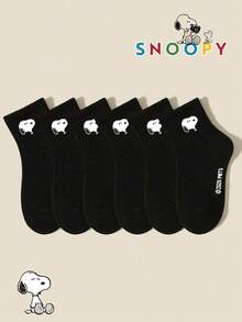 SNOOPY 1/3/6 Pairs Snoop Sock Kids Socks Black White Grey Solid Color Puppy Pattern Minimalist Daily Mid-Calf Socks - Multicolor - View 5