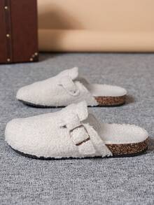 Herrars avslappnade retro slouchy tofflor med justerbar spänne, moderiktiga och bekväma slides för höst/vinter, flera färger tillgängliga - Vitt - Visa 6