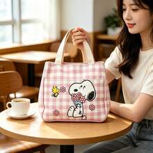1pc Snoopy Cartoon Pattern Canvas Tote Bag, Large Capacity Shoulder Bag, Casual Daily Commute School Handbag, Perfect Gift For Birthday, Valentine's Day, Back To School, Graduation Ceremony - Multicolor - View 2