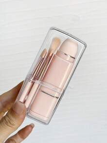 8PCS Makeup Brush Set, Portable Cosmetic Brush Kit With Face Eye Concealer And Eyeshadow Brushes, Complete Beginner Makeup Tool, For Travel Set, Daily Makeup, And On-The-Go Touch-Up - Pink - View 4
