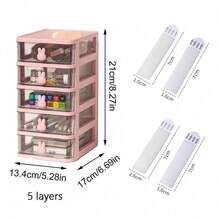 2/3/4/5 Layer Drawer Storage Organizer, Transparent Plastic Storage Box, Large Capacity Multi-Layer Drawer, For Home, Office, Desktop Storage - Multicolor - View 7