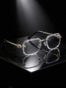 AINII 1pc European And American Vintage Style Unisex Square Frame Fashion Non-Prescription Glasses, Suitable For Daily Wear - Transparent White - View 2