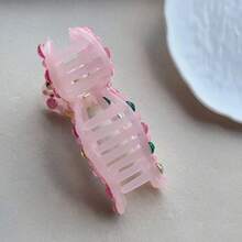 Transparent Pink Crystal Bow Hair Clip - Sparkling Rhinestone Decoration Suitable For Daily, Party, Wedding - Pink - View 7