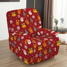 4pcs Christmas Pattern Lounge Chair Sofa Cover Slouchy Chair Slipcover Non-Slip Recliner With Storage Pocket Furniture Protector For Living Room - Multicolor - View 9