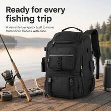 Feature‑Rich Fishing Gear Daypack, Multi‑Pocket Storage Rucksack For Organizing Angling Supplies In Different Outdoor Activity Scenarios - Black - View 5