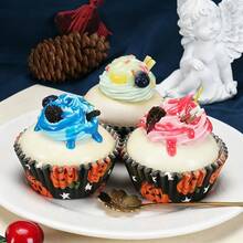 100pcs Halloween Cupcake Liners, Star Pumpkin Web Pattern, Standard Cupcake Paper, Suitable For Halloween Party, Used For Making Cakes And Dessert Decoration - Multicolor - View 2
