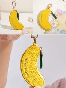 CHARM INFINITE Cute Small Banana Shaped Mini Coin Purse Keychain, Portable Lightweight Coin Storage Bag, Cartoon Fruit Accessory Suitable For Women And Girls, Mini Wallet Small Wallet Daily Travel Casual Essential Cute Storage Bag - Yellow - View 2