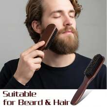 2Pcs Beard Brush & Mini Comb Set For Men, Wooden Bristle Facial Hair Brush, Portable Keychain Mustache Comb, Pocket Grooming Tool For Beard Oil, Travel Use - Brown Long-handle Beard Brush + Mini Beard Comb - View 4
