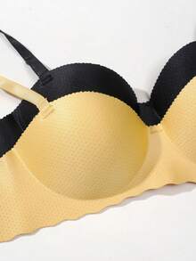 2pcs Solid Color Seamless Strapless Bra, Underwire Padded Convertible Strapless Lingerie - Multicolor - View 4