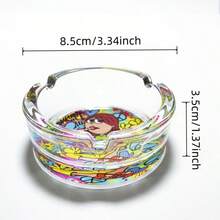 Creative Colorful Cute Girl Glass Ashtray, 3.34 Inch Round Ashtray Ornament, Home Decor Cartoon Theme Ashtray, Birthday Gift For Girlfriend - Colorful Girl - View 4