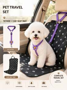1pc Adjustable Pet Car Safety Tether, Vehicle Restraint Strap With Headrest Fixing Belt And Metal Clip, Suitable For Dogs, Cats And Small Pets, Ideal For Daily Commute, Walking, Training And Outdoor Use, Multi-Color Pet Car Accessories, Suitable For Rear Seat Travel And Camping - Multicolor - View 6