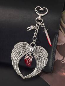 1 móc khóa túi treo charm thiên thần mặt dây chuyền hình trái tim có cánh phong cách Halloween tối màu - Nhiều màu - Xem 4