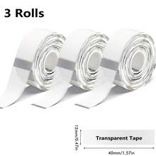 Labels D30 Label Tape, Black On Clear Print Master Labels Refill Name Label, Sticker Thermal Paper Self-Adhesive, 12 X 40 Mm (0.47 X 1.57 Inch) 160 Tapes/Roll - View 15