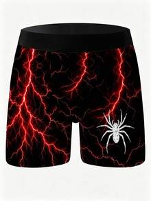 3-Pack Men's Fun Shorts, Lightning Crack Distressed Spider Print Underwear, Loose Casual Men's Plus-Size Boxer Briefs - Multicolor - View 3