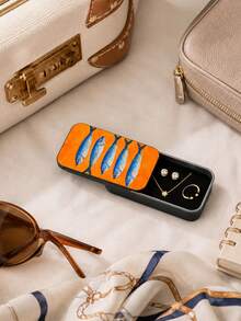 4/3/2/1pc Portable Travel Jewelry Box, Sardine Print Mini Jewelry Organizer, Small Pull-Out Earring Ring Necklace Storage Box - Multicolor - View 5