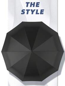1pc Reinforced Frame Windproof Black Coated UV-Resistant Double Layer Folding Large Umbrella, Outdoor Travel Daily Use, Unisex, High Quality Popular Style - As Shown In the Figure - View 5