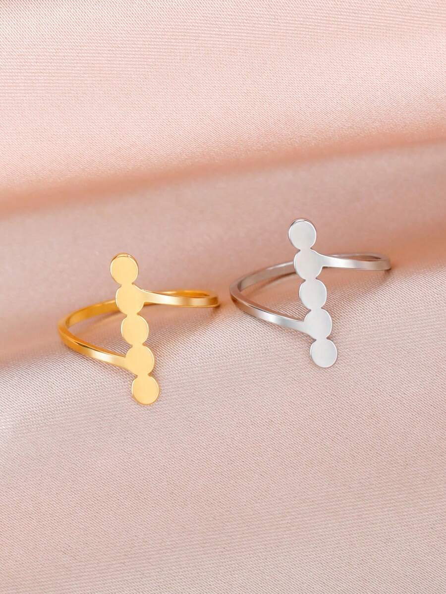 TEAMER 1 chiếc nhẫn ngón tay kỷ niệm thiết kế hình học unisex, thép không gỉ tối giản họa tiết chấm bi dọc, quà tặng thời trang - loạt thời trang - Xem 1