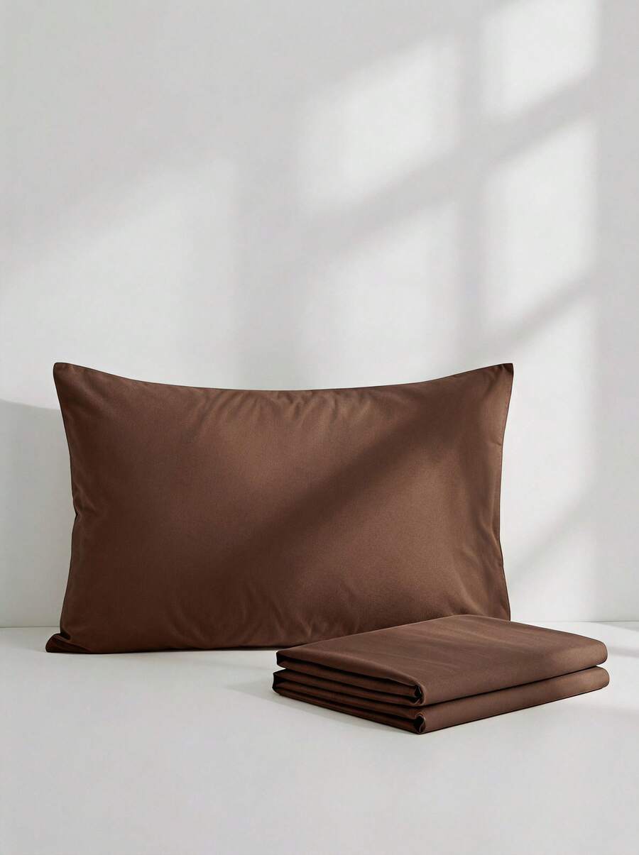 Veyra Day 1pc Coffee Pillowcase, Soft Polyester Pillow Sham, Smooth Breathable Polyester Bedding Pillow Protector Case With Envelope Closure (No Insert) - Coffee - View 1