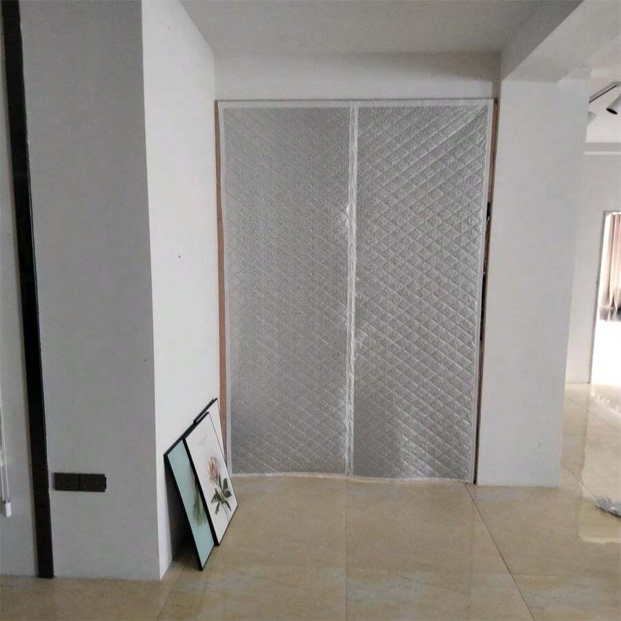 White Magnetic Middle‑Opening Door Curtain, Self‑Adhesive Hook And Loop, No Drilling Required, Easy To Install.