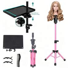 Adjustable Metal Wig Head Stand With Tool Tray, For Braiding And Wig Styling | Mannequin Head Stand With Tool Tray And Travel Bag,For Braiding And Wig Styling, Halloween - View 9