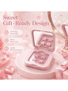 60pcs/Box Practical Pink Makeup Mirror With Star Decoration Beauty Patch, Portable Travel Makeup Mirror Box, Fashion Facial Accessory, Suitable For Daily Makeup, Party And Gift - Multicolor - View 2