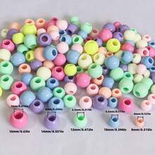 50pcs Acrylic Large Hole Round Solid Color Beads DIY Bracelet Necklace Phone Chain Pendant Tassel Dreamcatcher Jewelry Accessories - Multicolor - View 6