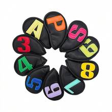 10 buah Pelindung Kepala Stik Golf, Pelindung Kepala Stik Besi Kulit Berbagai Gaya, Pelindung Kepala Stik Golf Berkualitas Tinggi/Penutup Stik Golf/Aksesoris Golf - Hitam - View 9