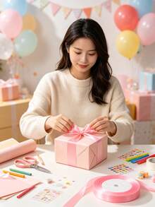 1pc Christmas Ribbon DIY Bow Gift Wrapping Christmas Scene Woven Ribbon Party Colorful Ribbon, Suitable For Gift Wrapping, Holiday Celebration, Making Bows, Wreaths And Other DIY Crafts - Multicolor - View 3