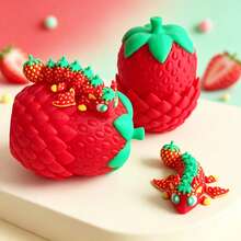 Cute Adorable 3D Printed Strawberry Dragon Egg Model Set Plastic Toy Ornament Desktop Decoration Sculpture Display Piece Holiday Gift - Multicolor - View 8