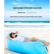1pc Portable Quick Inflatable Lazy Sofa Bed, Lightweight Waterproof Air Lounger For Land & Water Use, Easy To Store Outdoor Inflatable Couch For Beach Camping Pool Picnic Travel - Multicolor - View 2
