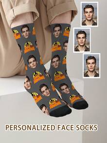 1 Pair Customized Face Pattern Socks, Personalized Photo Socks, Custom Printed Socks, Funny Face Socks, Custom Pattern Socks, Print Any Face Pattern On Socks, Anniversary Gift, Halloween Gift, Unique Birthday Gift, Personalized Collectible - Multicolor - View 3