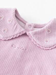 mini bala Autumn Winter Baby Girls Outfit Set Soft Corduroy Collar Top Flared Pants Sweet Daily Matching Look - Pink - View 6