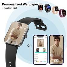 Blackview 男女通用智慧手錶，藍牙通話，IP68 防水，相容智慧型手機/Android 系統，健康監測含心率、睡眠、步數、卡路里、血壓追蹤，350mAh 電池，禮品 - 查看 7