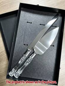 A6 Type Pizza Cutter & Server Set - Customizable Name Pizza Cutter & Server, Personalized Wedding Cake Knife & Server Set, Customized Crystal Handle Pizza Cutter & Server, Customizable Text Cake Server, Birthday Gift, Home Gift, Men, Women - Multicolor - View 15