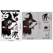 Halloween Decoration Static Cling Stickers, Pumpkin Skull Scythe Grim Reaper Glass Stickers Bat Spider Ghost Window Decals, Holiday & Party Glass Window Stickers - A - View 13