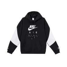 Nike Men's Color-Block Contrast Patchwork Fashionable Versatile Comfortable Sport Casual College Style Long Sleeve Hoodie - Black and White - View 3