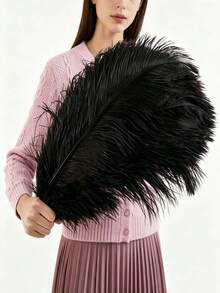 5pcs 15-50cm Artificial Ostrich Feathers, Black And White, DIY Craft Decorative Feathers, Suitable For Christmas, Weddings And Gift Packaging - Multicolor - View 13