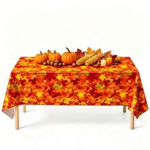 Tablecloth, 3/1pc Autumn Maple Leaf Plastic Tablecloth, 54 X 108 Inch Thanksgiving Rectangular Tablecloth Suitable For Harvest Festival Party Rustic Kitchen Decor - Multicolor - View 1