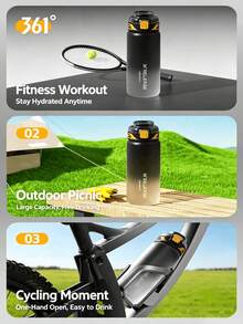 361degree 1pc 361° 770ml Gradient Color Large Capacity Sports Water Bottle With Straw, Multi-Functional Shaker Cup, Cold And Hot Dual Use, Unisex Portable Easy-Grip Water Container With Lanyard, Suitable For Outdoor Running, Gym Fitness, Cycling - Multicolor - View 12