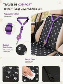 1pc Adjustable Pet Car Safety Tether, Vehicle Restraint Strap With Headrest Fixing Belt And Metal Clip, Suitable For Dogs, Cats And Small Pets, Ideal For Daily Commute, Walking, Training And Outdoor Use, Multi-Color Pet Car Accessories, Suitable For Rear Seat Travel And Camping - Multicolor - View 7