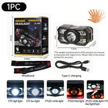 KENSUN 1pc Rechargeable Headlamp With Motion Sensor, Portable LED Headlight, Waterproof Headlamp Flashlight, Suitable For Camping, Fishing And Other Outdoor Activities, Camping Accessories - As Shown In the Figure - View 11